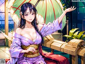 A woman in a bikini sitting on a bed.