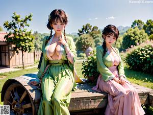 A woman in a maid outfit is posing for the camera.